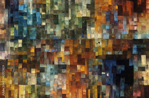 Abstract picturesque multi-colored background from rectangles. Abstract painting. Generative AI