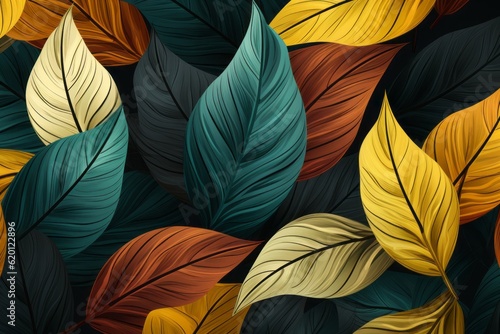 Seamless Leaf Pattern Background, Generative 