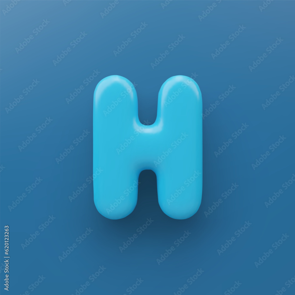 3D Blue uppercase letter H with a glossy surface on a blue background . 3D Blue uppercase letter H with a glossy surface on a blue background .
