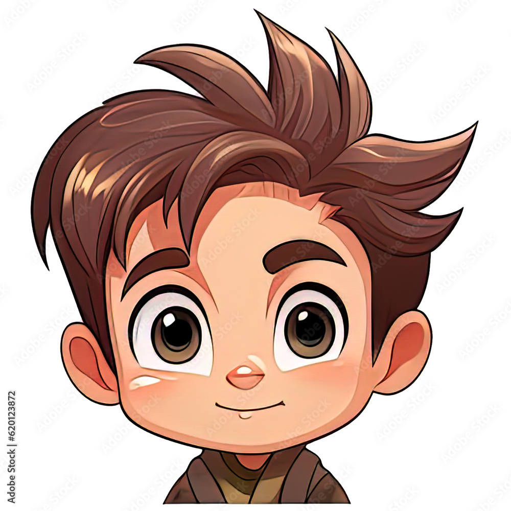 Obraz premium Cartoon cute boy, Boy head icon, Vector, illustration, Generative AI