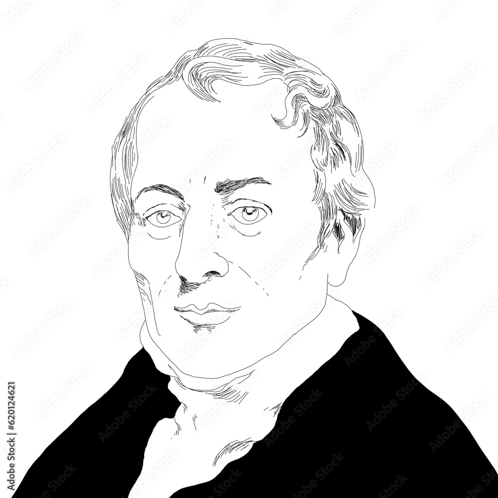 Realistic illustration of British economist David Ricardo Realistic illustration of British economist David Ricardo
