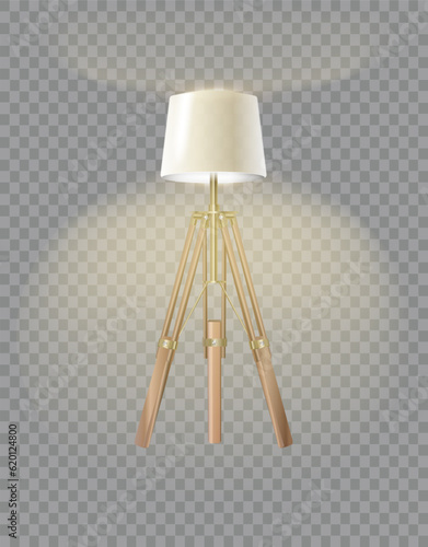 Realistic floor lamp. modern electric torchere with light isolated on transparent background. illustration light furniture set for illumination interior. Vector