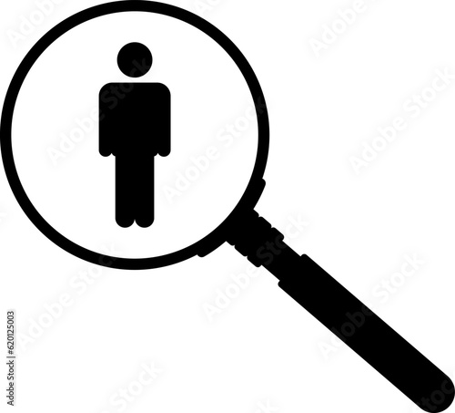 Magnifier magnifying and focus for recruiting. Human resource management recruitment, teamwork concept, job hiring. Vector illustration.