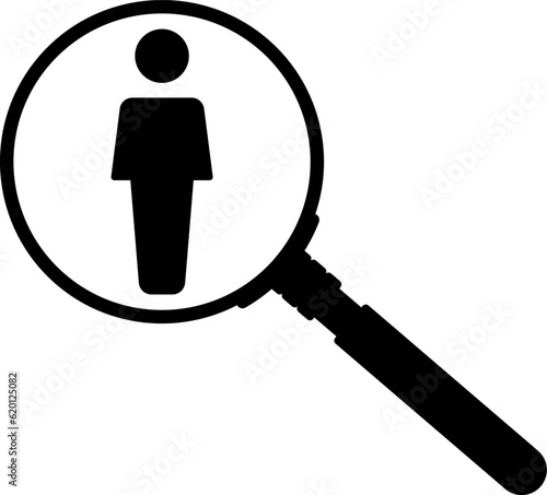 Magnifier magnifying and focus for recruiting. Human resource management recruitment, teamwork concept, job hiring. Vector illustration.