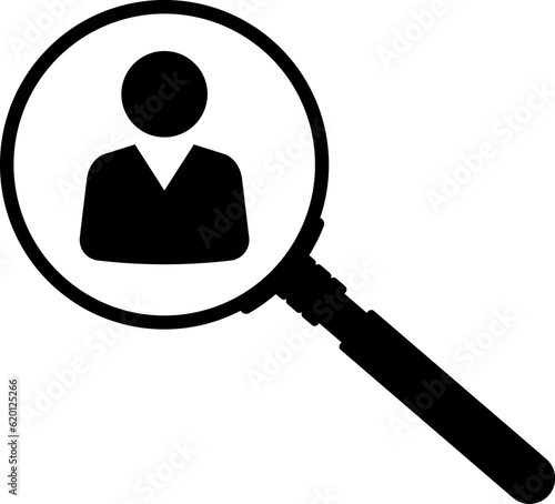 Magnifier magnifying and focus for recruiting. Human resource management recruitment, teamwork concept, job hiring. Vector illustration.