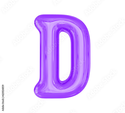 Letter D Purple Balloobs 3D