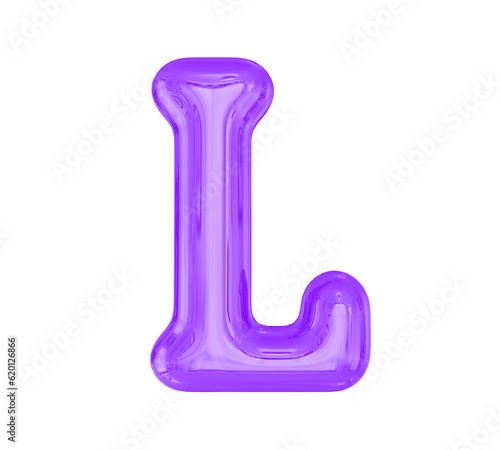 Letter L Purple Balloobs 3D