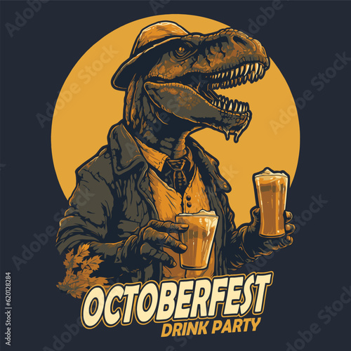 oktoberfest Trex dinosaurs bring beer