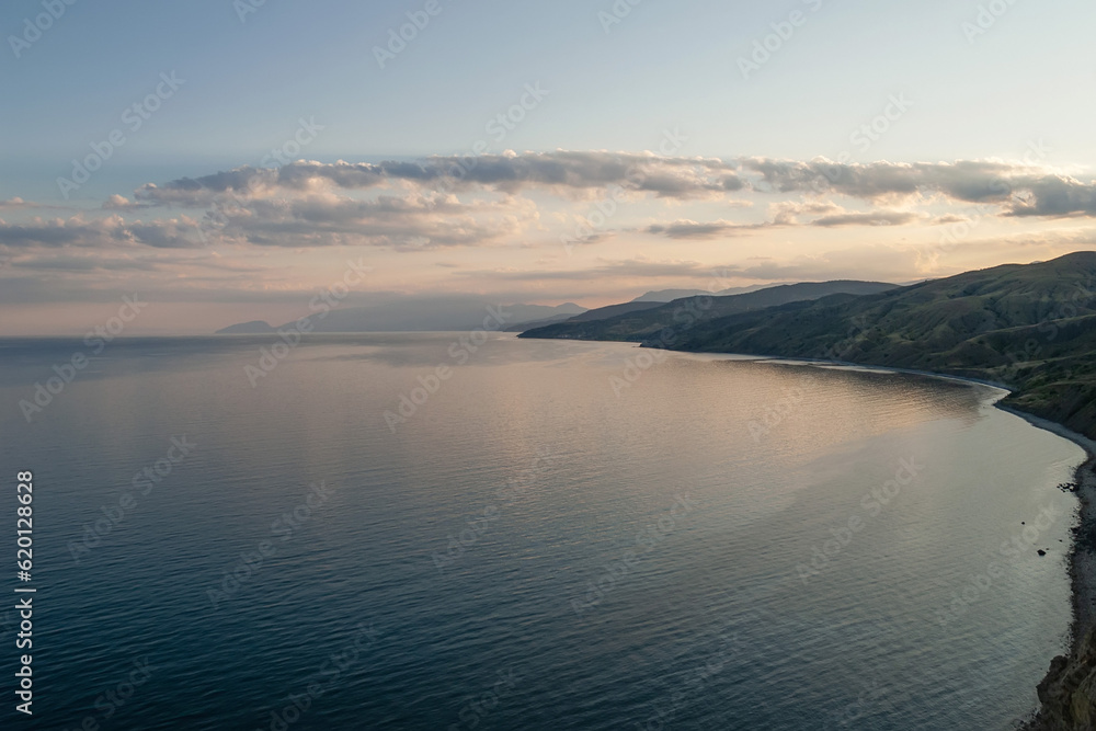 Beautiful view of the Crimean coast of the Black Sea at sunset