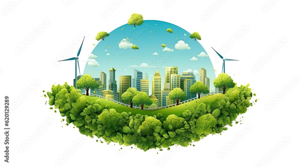 Eco-friendly banner design, planet and energy conservation concepts, illustration. Generative AI