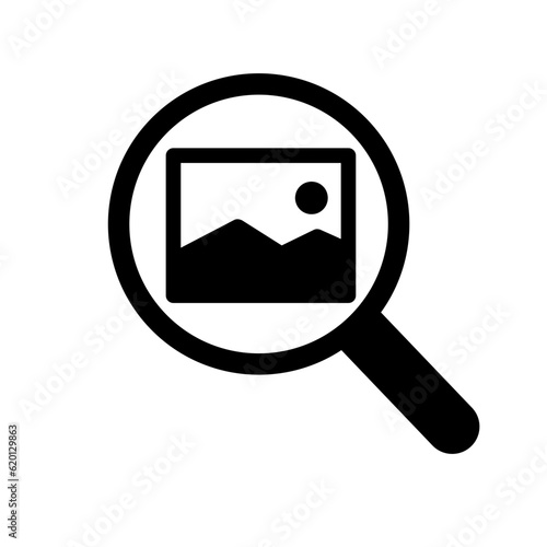 search icon of magnifying glass icon with picture icon, search image icon button