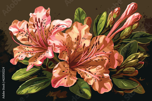 Azalea vector art paintign illustraion.