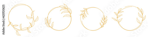 circle leaf gold frame leaves, foliage, nature, floral