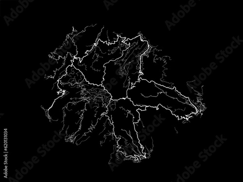 Vector road map of the city of  La Gomera in Spain on a black background.