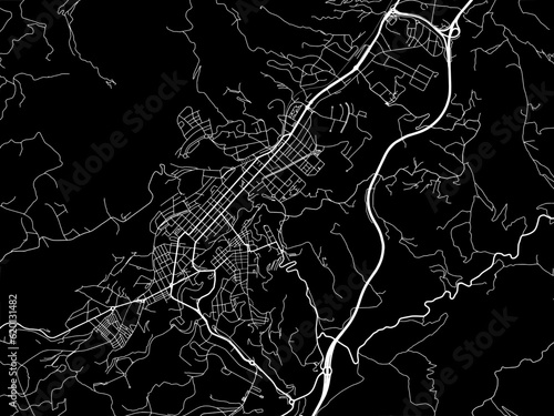 Vector road map of the city of  Alcoy in Spain on a black background. photo