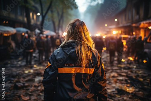 Disaster response team providing aid and relief in the aftermath of a natural disaster, Rescue Service 911 Generative AI