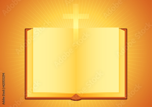 Blank bible that opens to allow you to personalise by writing your favourite verses, vector illustration