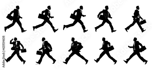 Obraz na płótnie silhouette of worker or businessman in suit running fast