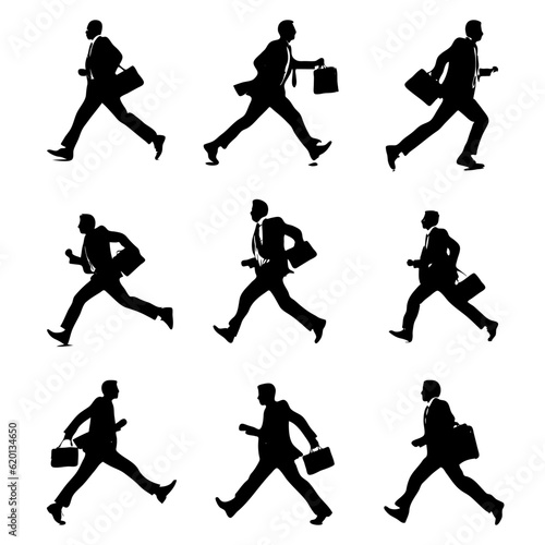 silhouette of worker or businessman in suit running