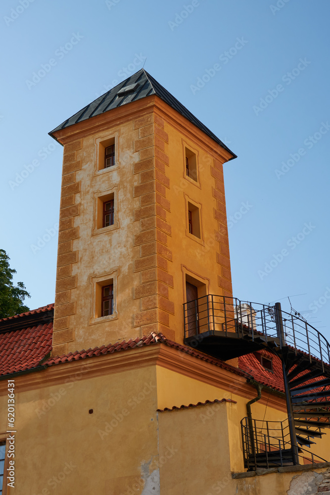 Podebrady, Czech Republic - June 12, 2023 - the Podebrady Chateau on a sunny spring afternoon