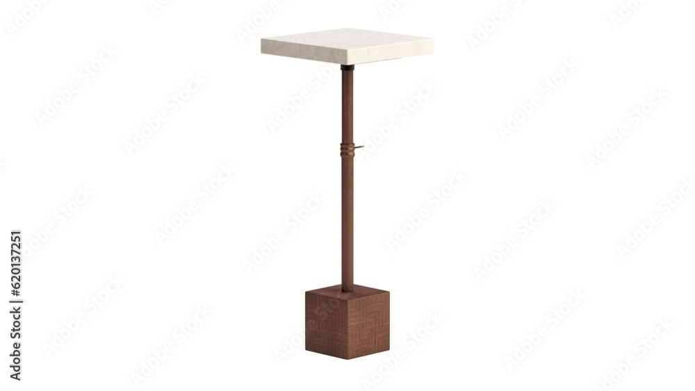 Circular animation of industrial style accent table with adjustable marble top and bronze base on white background. Modern, Loft, Scandinavian interior. 3d render Circular animation of industrial style accent table with adjustable marble top and bronze base on white background. Modern, Loft, Scandinavian interior. 3d render