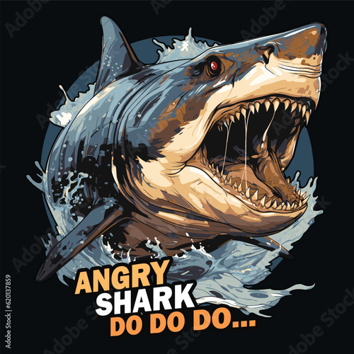 Fototapete shark artwork very ferocious and angry