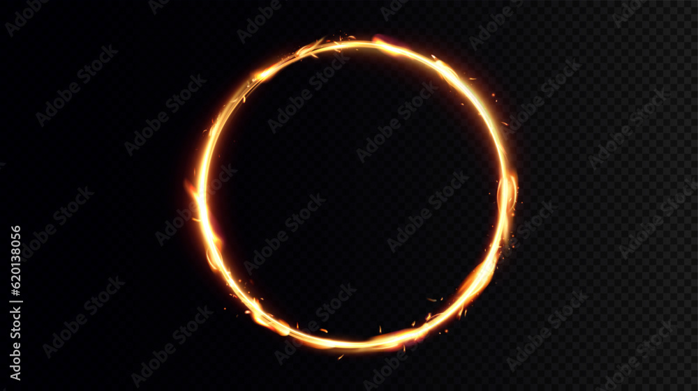 Golden circle with fire effects. light effect. Vector.Background Golden circle with fire effects. light effect. Vector.Background