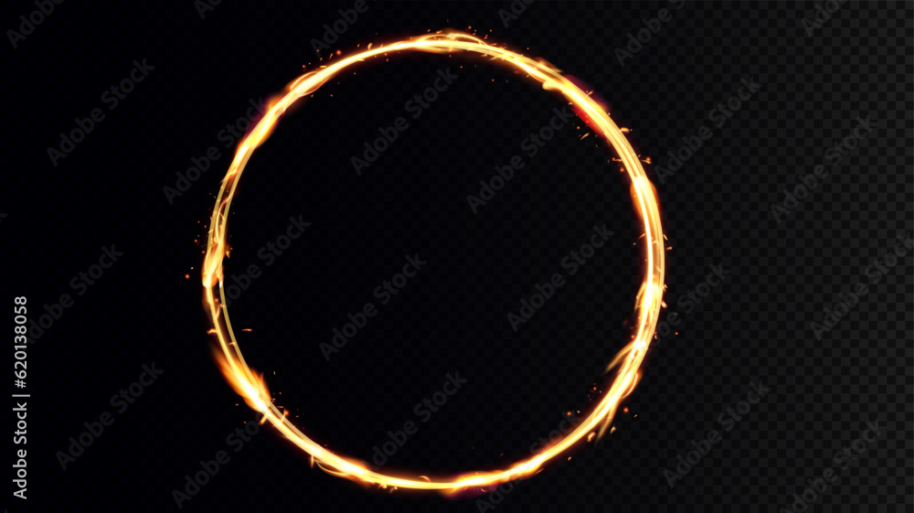 Golden circle with fire effects. light effect. Vector.Background Golden circle with fire effects. light effect. Vector.Background