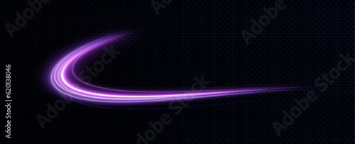 Blue, purple, neon multicolored glowing swirl. The effect of moving at the speed of light. Easy trail. Shiny wavy path. Vector.