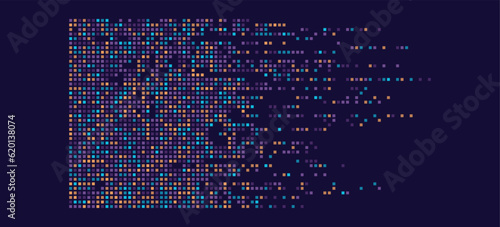 Pixel mosaic. Pixel decay illustration. Falling pixels. Abstract background.