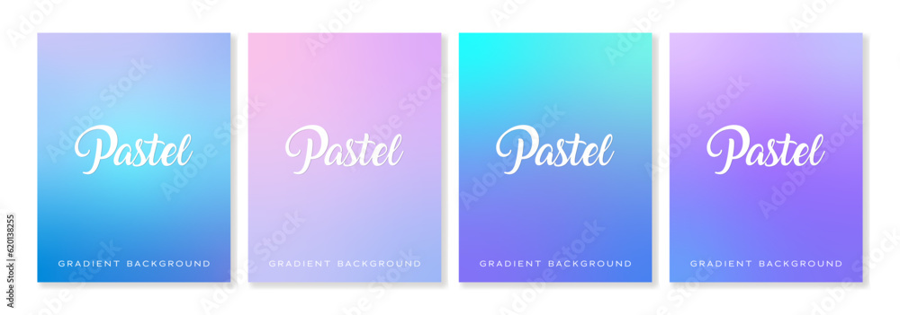 Set of vertical backgrounds in light pastel colors. For covers, wallpapers, branding, social media and other projects. For web and print.