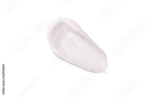 Skincare cream smear isolated on white background. Cosmetic lotion swatch texture of face cream, body moisturiser and hair conditioner. Beauty and cosmetic product.