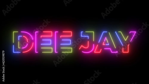 Dee jay colored text. Laser vintage effect