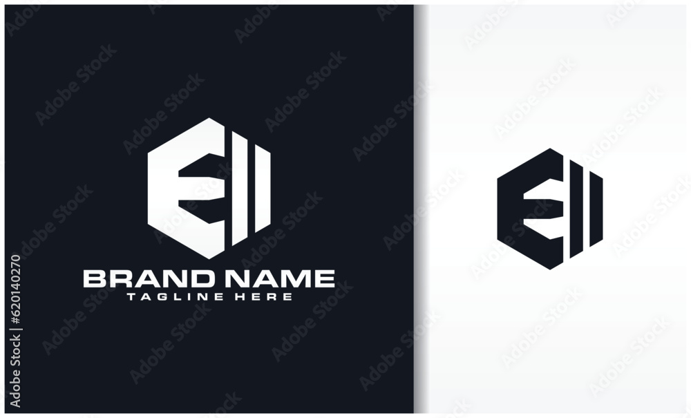 LETTER E HEXAGONAL GEOMETRIC LOGO LETTER E HEXAGONAL GEOMETRIC LOGO
