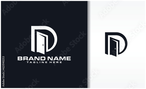 Letter d with door logo design