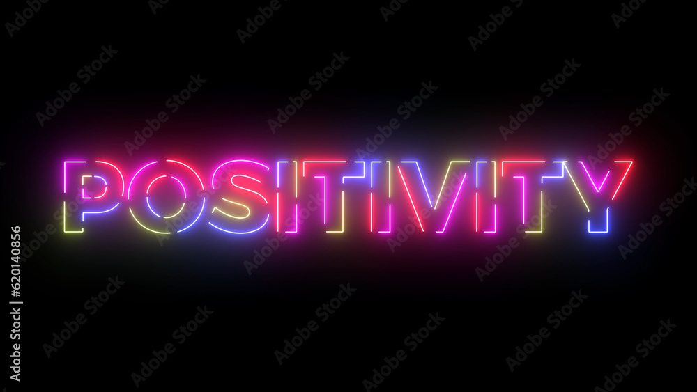 Positivity colored text. Laser vintage effect