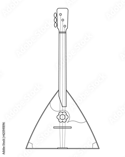 Easy coloring cartoon vector illustration of a balalaika isolated on white background