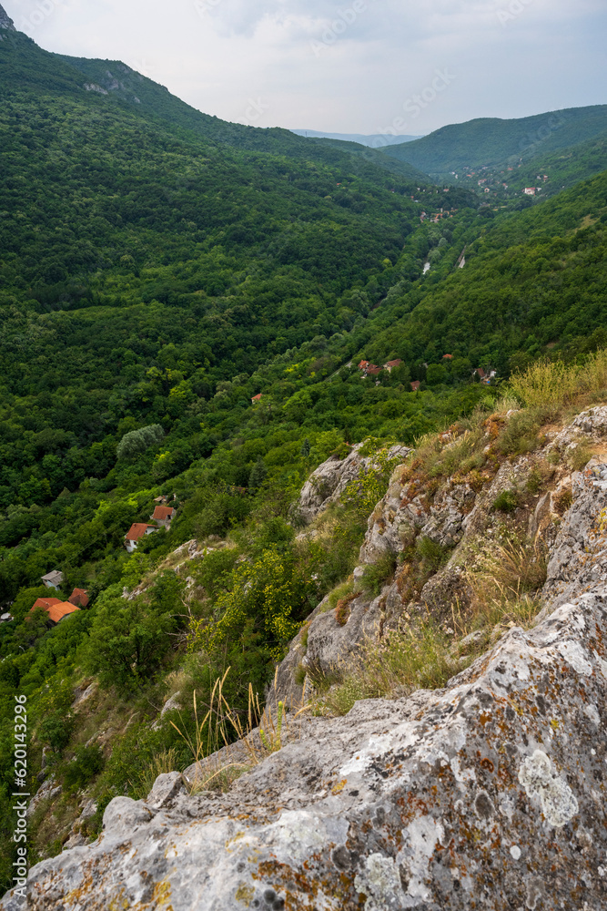 Amazing view from the top of the mountain on the Sicevac Gorge near the town of Nis, Balkan Mountains, Serbia.