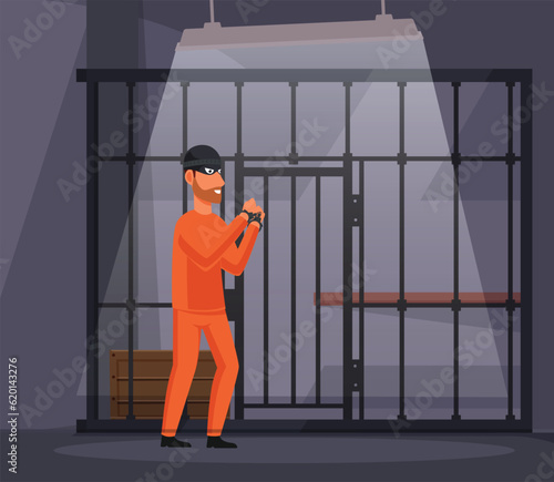 Jail prisoner criminal vector illustration