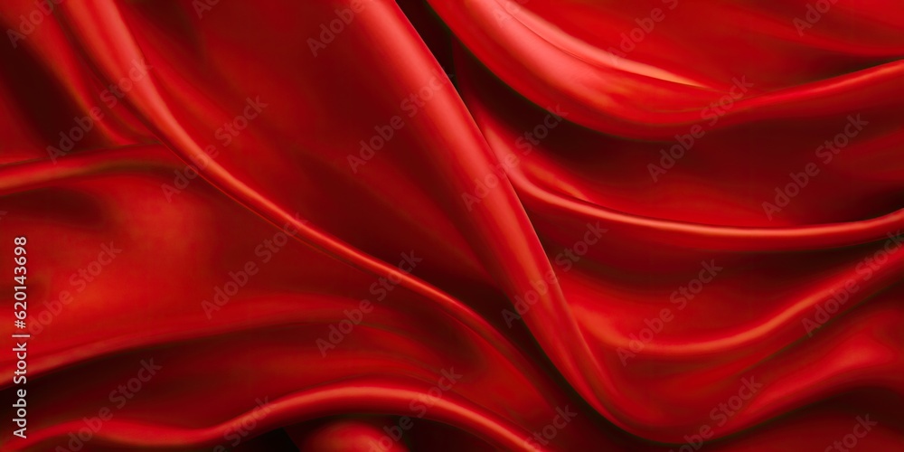 Closeup of rippled red silk fabric - AI Generated Closeup of rippled red silk fabric - AI Generated