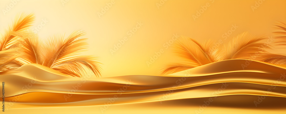 Fototapeta premium Minimalistic Background with gold colors and summer feeling Generative Ai