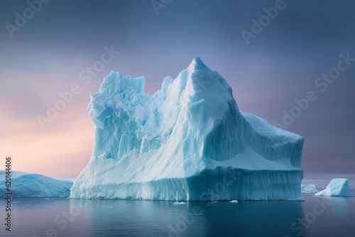 Illustration of a majestic iceberg floating on the surface of a vast body of water created using generative AI