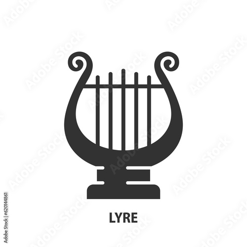 Lyre glyph icon. Harp vector symbol. Music instrument illustration.