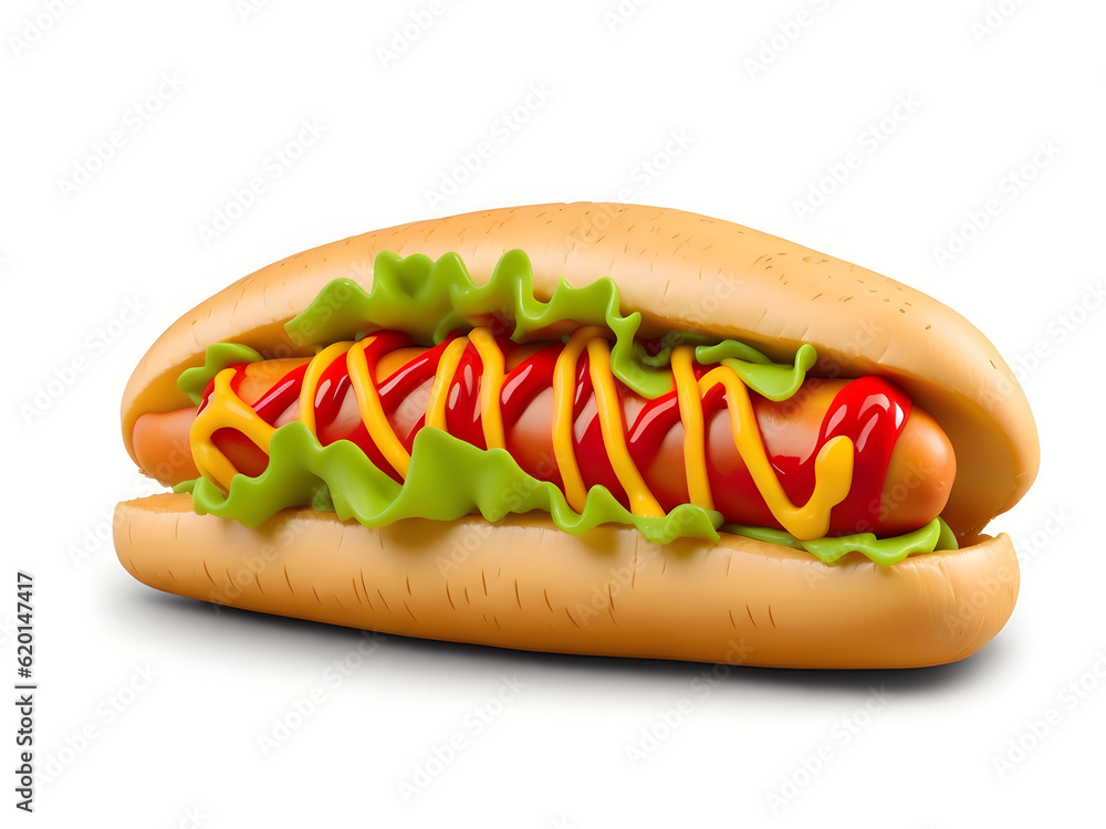 Hot dog 3d realistic icon, AI Generative Hot dog 3d realistic icon, AI Generative