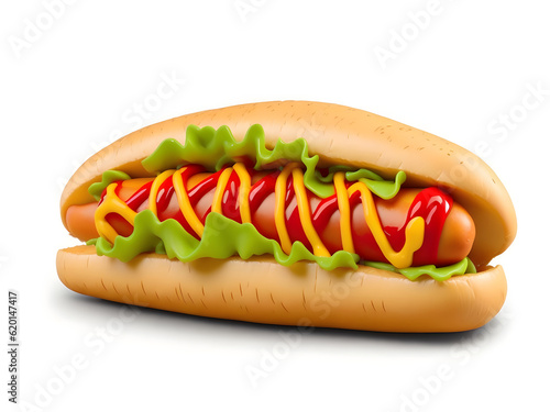 Hot dog 3d realistic icon, AI Generative