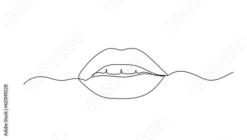 Continuous line lips, vector illustration