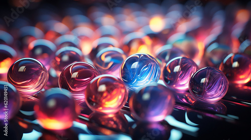 Glass neon balls. Generative Ai