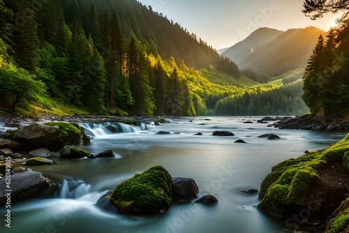 mountain river in the morning