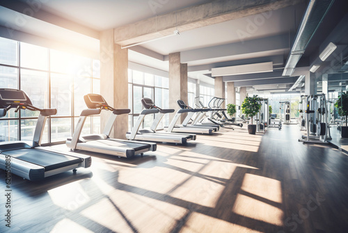 Modern gym interior. A fitness center. Empty room.