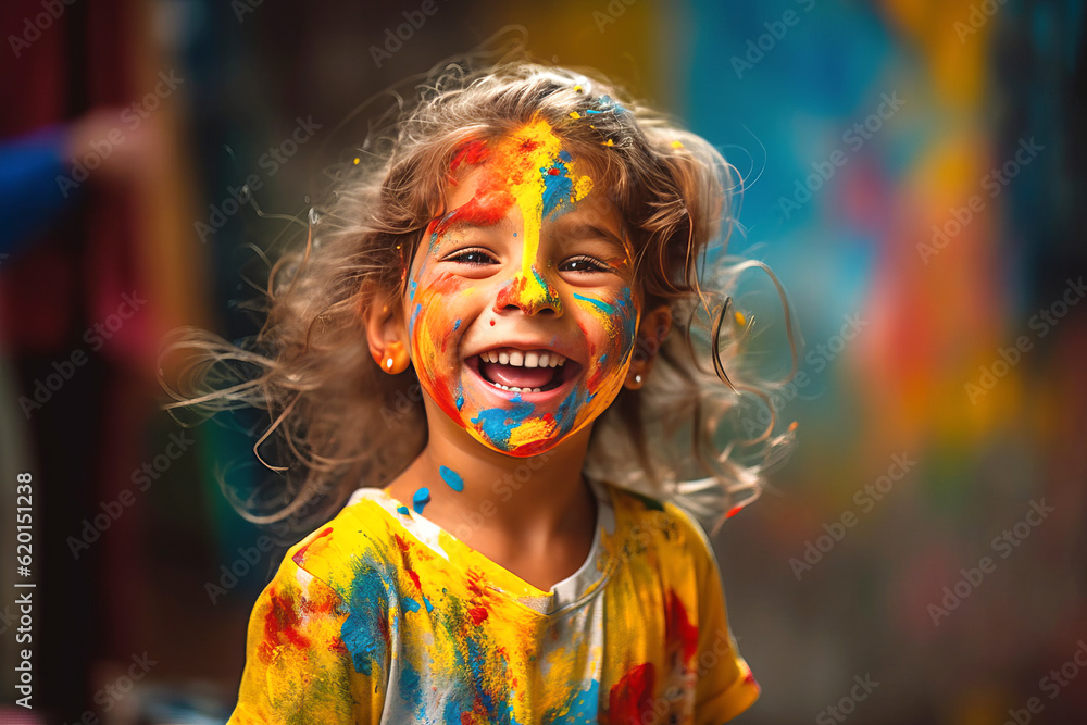 Cheerful girl with painted face